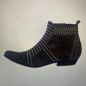 Anine Bing Studded Charcoal Suede Ankle Boots, Size 9